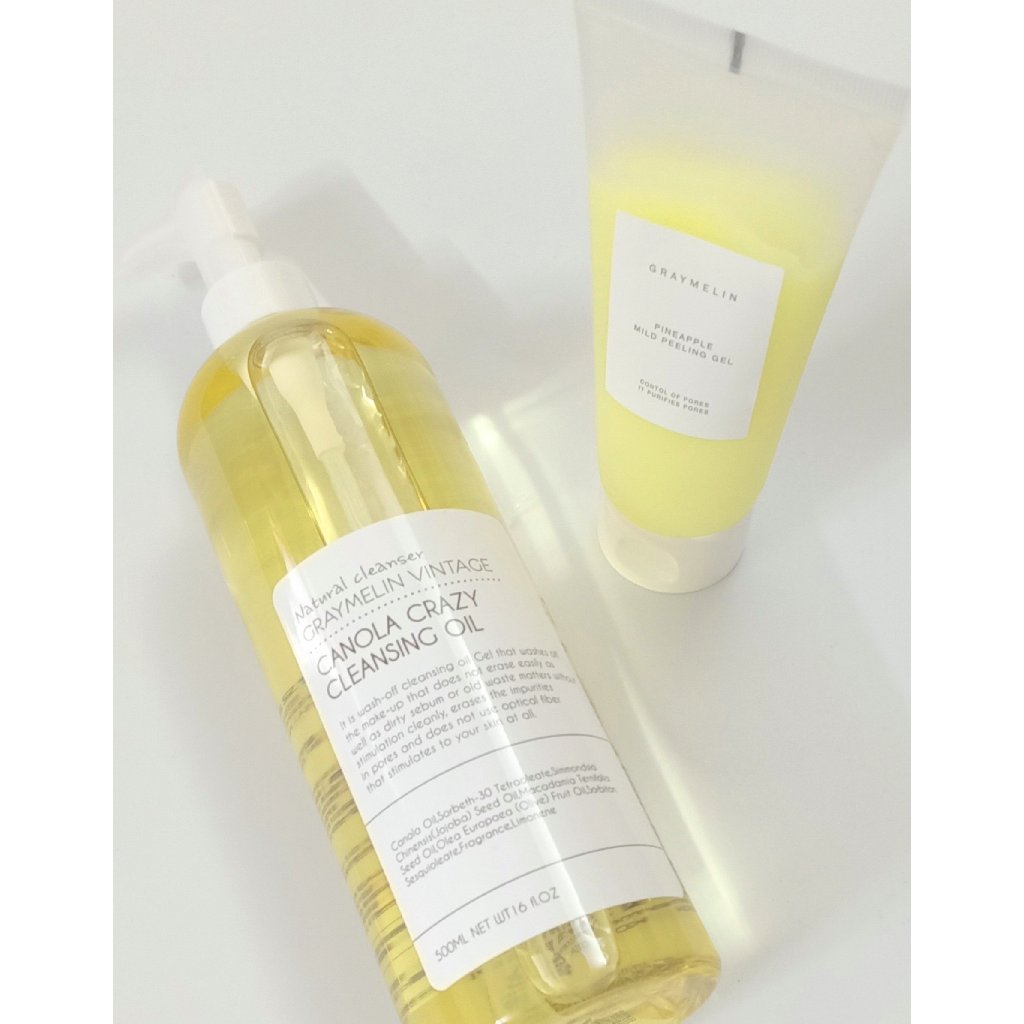 Bộ đôi sản phẩm làm sạch da GRAYMELIN  Dầu Tẩy Trang Hoa Cải và Gel Tẩy Da Chết  Pineapple Mild Peeling