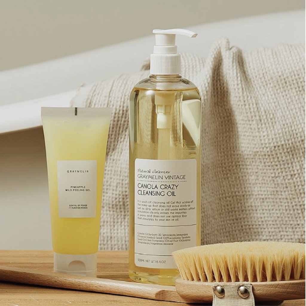 Bộ đôi sản phẩm làm sạch da GRAYMELIN  Dầu Tẩy Trang Hoa Cải và Gel Tẩy Da Chết  Pineapple Mild Peeling