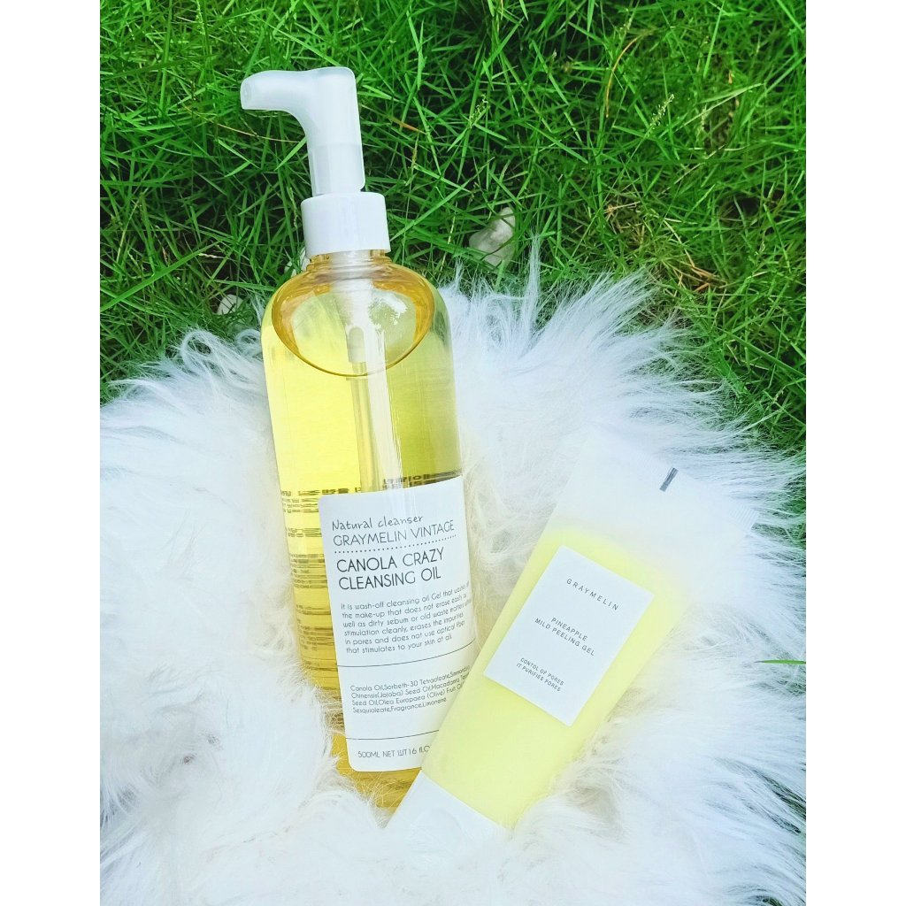 Bộ đôi sản phẩm làm sạch da GRAYMELIN  Dầu Tẩy Trang Hoa Cải và Gel Tẩy Da Chết  Pineapple Mild Peeling