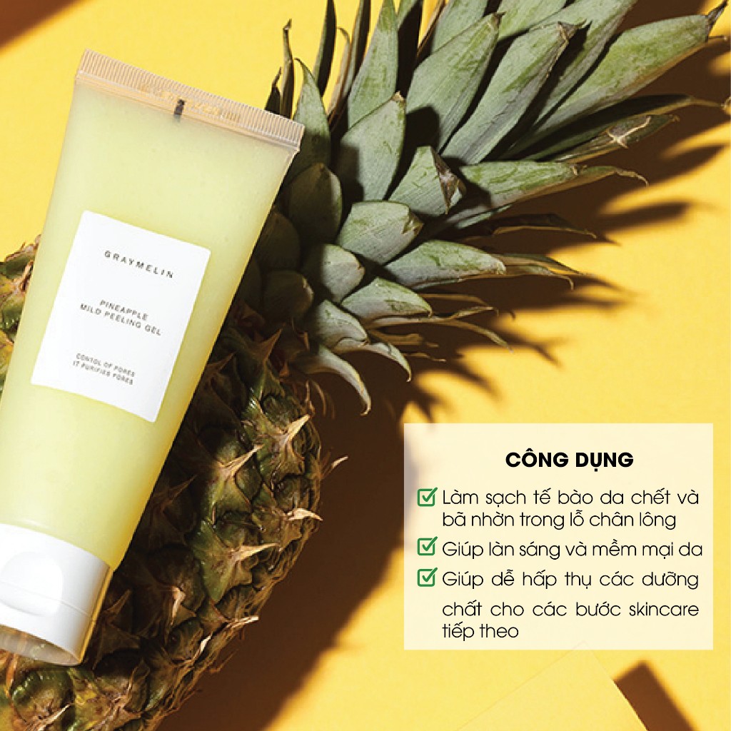 Bộ đôi sản phẩm làm sạch da GRAYMELIN  Dầu Tẩy Trang Hoa Cải và Gel Tẩy Da Chết  Pineapple Mild Peeling