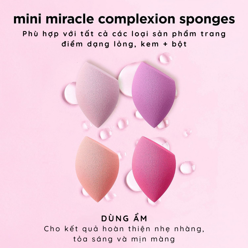 Mút Tán Nền Và Che Khuyết Điểm RT Real Techniques Mini Miracle Mini Complexion Sponges (màu ngẫu nhiên không hộp)