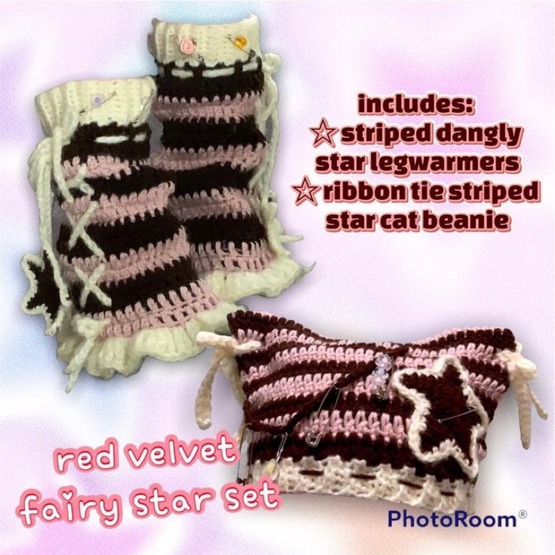 Set mũ len tai mèo kèm tất ống chân phong cách y2k, fairy