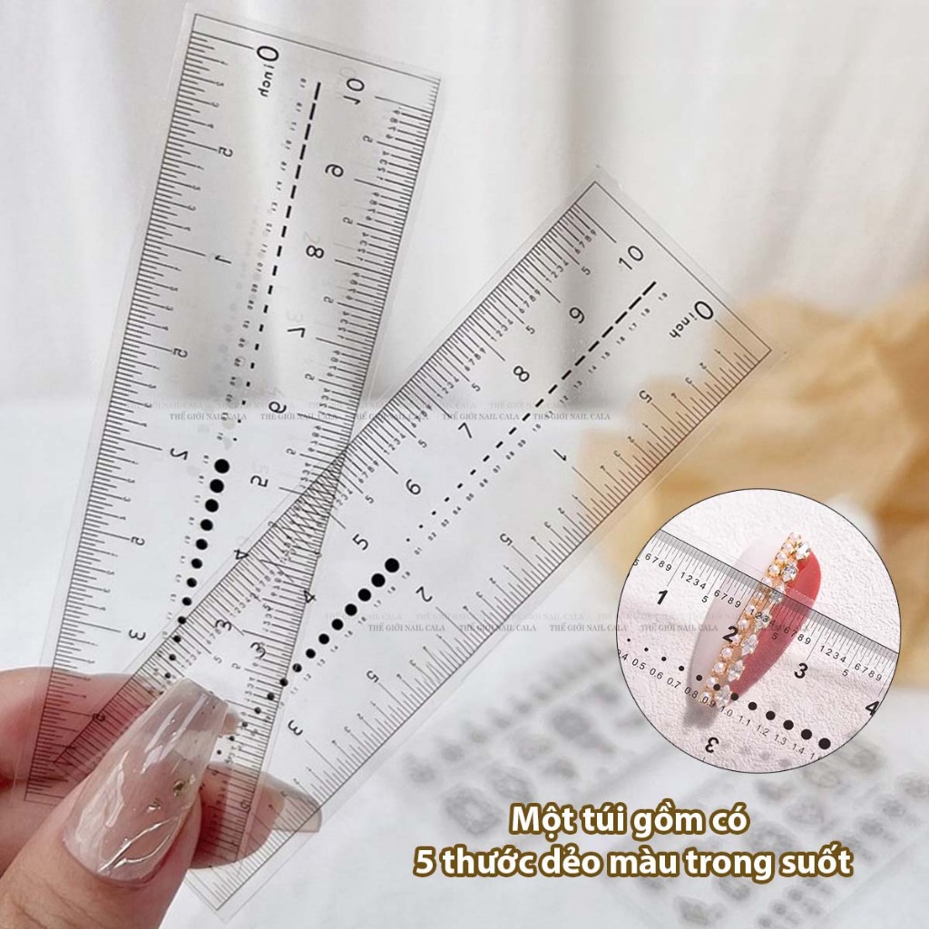 Thước dẻo đo móng làm nail, thước dẻo chuyên dụng đo nailbox có thể uốn cong độ chính xác cao, thước đo móng úp