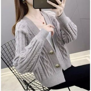 Áo Cardigan Len, Áo Len Quảng Châu, Free size 40kg - 58kg. Mã A62