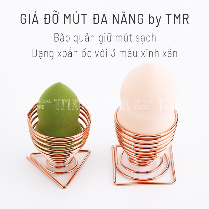 Giá Đỡ Mút Trang Điểm Dạng Xoắn Ốc TMR 3 Màu Giúp Mút Khô Thoáng Sạch Sẽ Decor Góc Bàn Trang Điểm