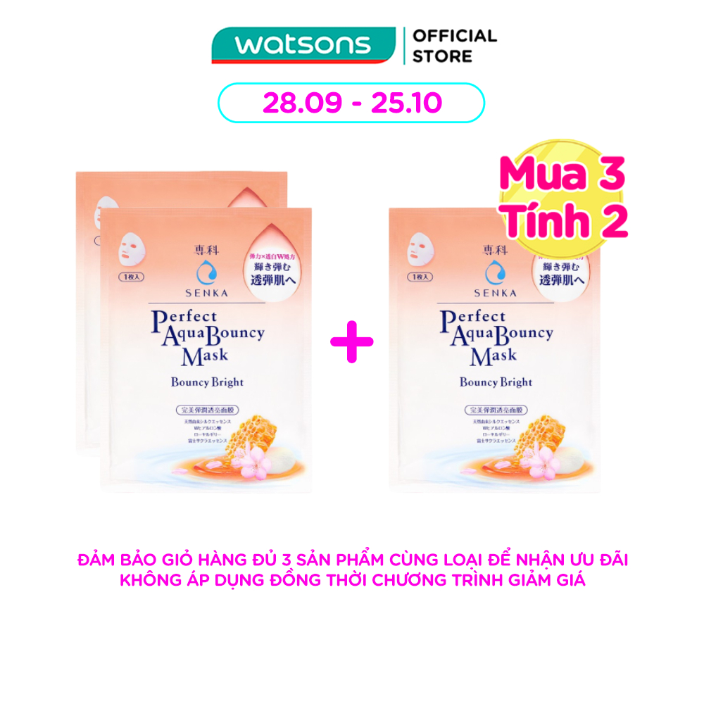 Mặt Nạ Senka Perfect Aqua Bouncy Mask Bouncy Bright Cấp Ẩm Dưỡng Trắng & Đàn Hồi 25ml (1 Miếng)