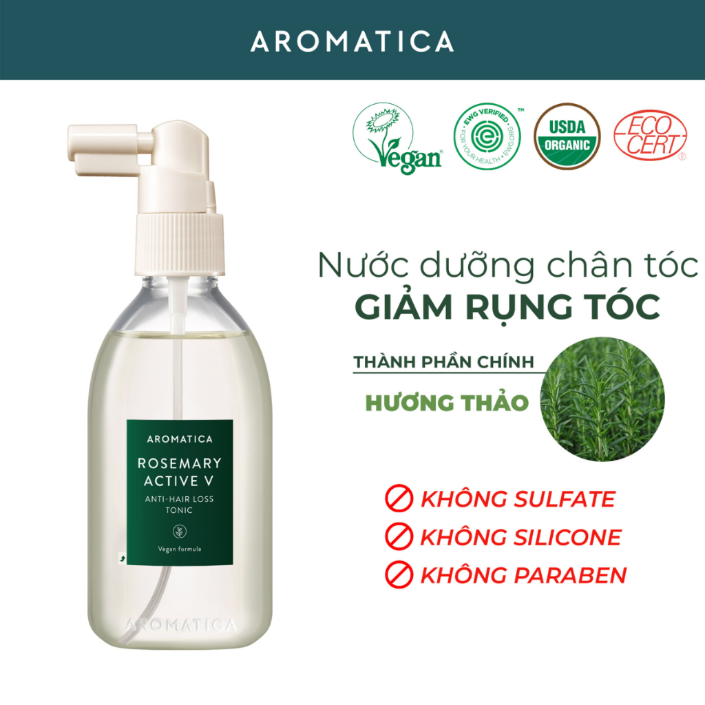 Xịt Dưỡng AROMATICA Ngăn Rụng Tóc Chiết Xuất Hương Thảo ActiveV Anti Hair Loss Tonic