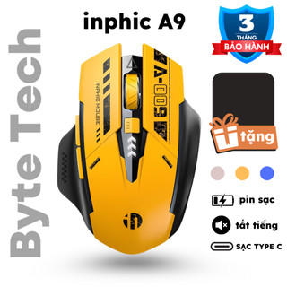 Chuột máy tính không dây bluetooth inphics a9 sạc typec chỉnh độ nhạy dpi 5 mức công thái học