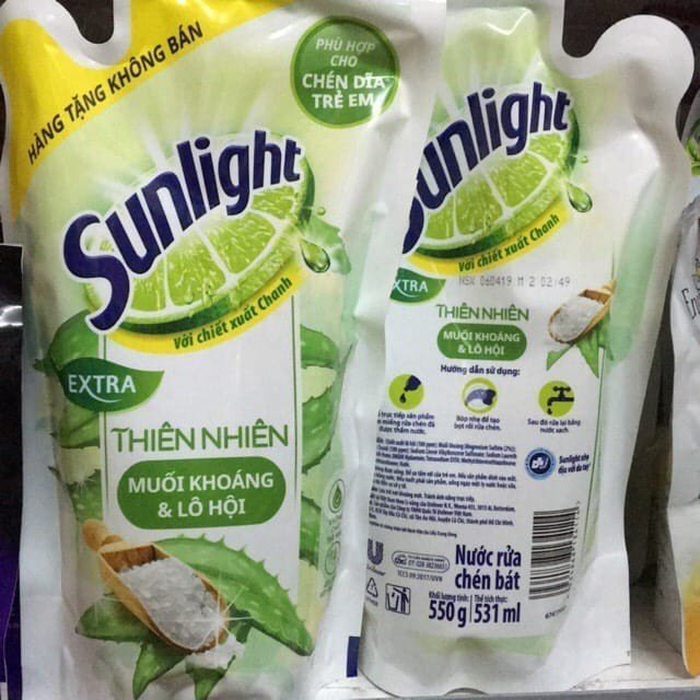 Nước rửa chén Sunlight lô hội- Túi 750g/725ml