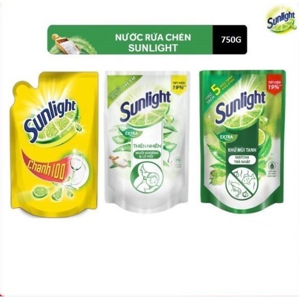 Nước rửa chén Sunlight lô hội- Túi 750g/725ml