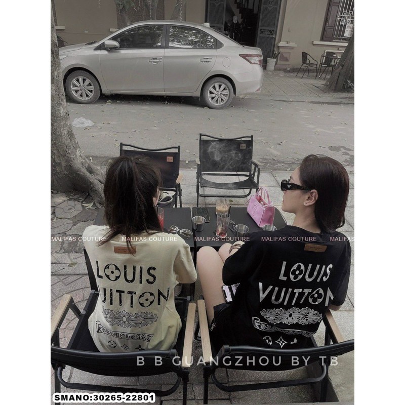 Áo thun form rộng Lo.uis Vui.ton-Chr.ome Hearts LV in họa tiết 2 mặt đẹp sang T-MEN