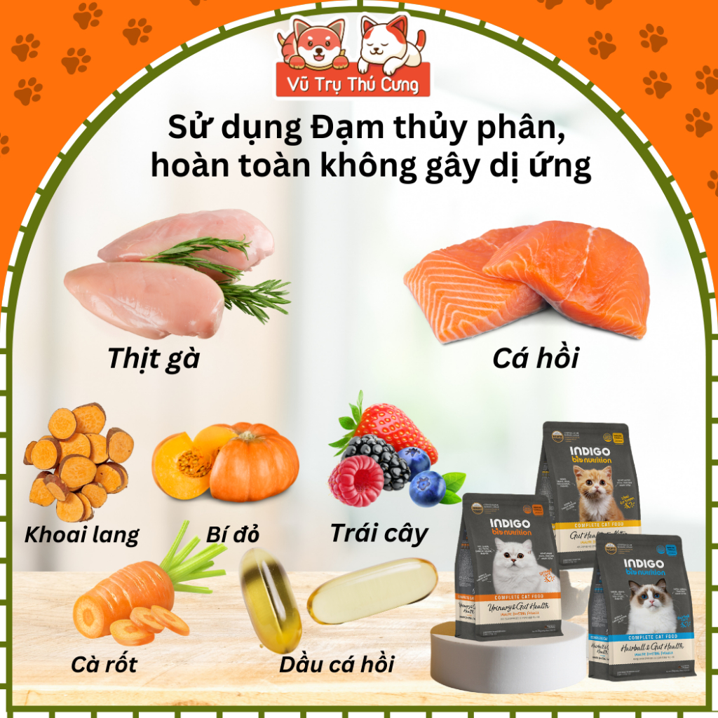Hạt hữu cơ INDIGO Hàn Quốc cho Mèo 2Kg, giúp Tiêu búi lông và Mượt lông da