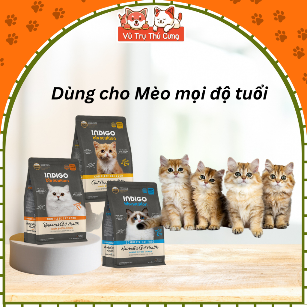 Hạt hữu cơ INDIGO Hàn Quốc cho Mèo 2Kg, giúp Tiêu búi lông và Mượt lông da