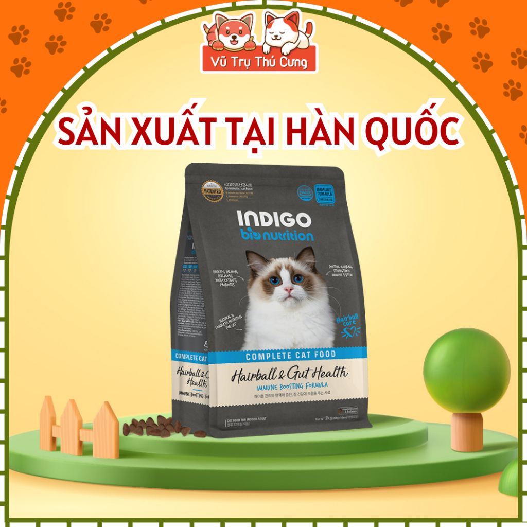 Hạt hữu cơ INDIGO Hàn Quốc cho Mèo 2Kg, giúp Tiêu búi lông và Mượt lông da