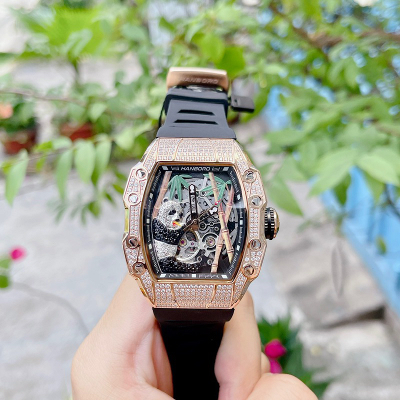 Đồng Hồ Nam Hanboro 926 PANDA - Dây Silicone, Size 41x50mm