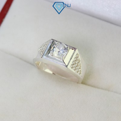 Nhẫn bạc nam đeo ngón út đính đá viền sang trọng NNA0408 - Trang Sức TNJ