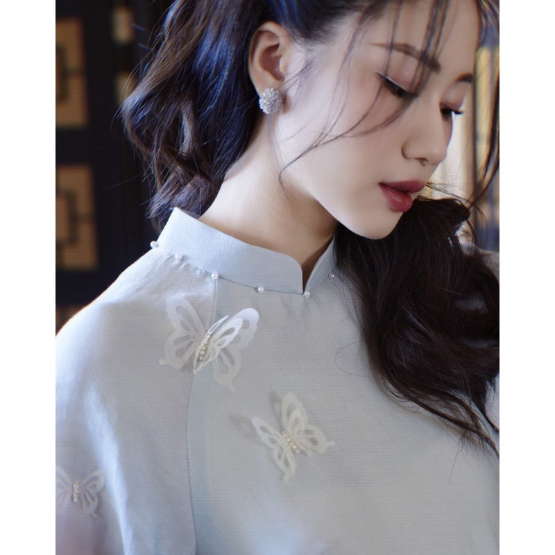 Áo dài Mạn Nhu cách tân, áo dài 4 tà dáng suông tay lỡ tiểu thư