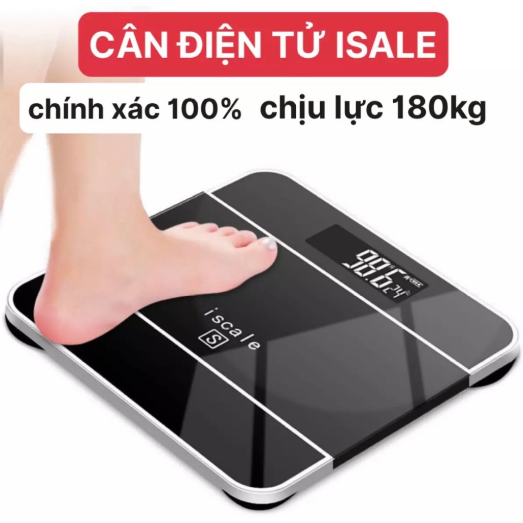 CÂN ĐIỆN TỬ ISCALE MẶT GƯƠNG SANG CHẢNH THEO DÕI CÂN NẶNG NHIỆT ĐỘ PHÒNG CHÍNH XÁC 100% -CÂN SỨC KHOẺ GIA ĐÌNH XỊN 180KG