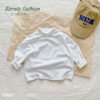 Áo cotton Bernie cổ 3 phân màu trắng dài tay cho bé phối đồ sành điệu 1 đến 7 tuổi bé trai bé gái