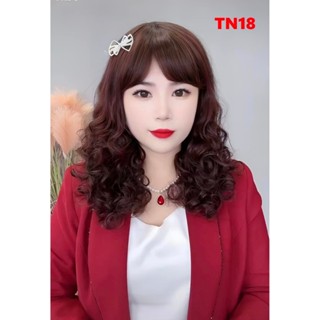 Tóc giả nữ xoăn trung niên TN18, tặng lưới chụp ( sỉ 110k)