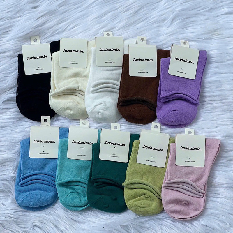 Tất cổ cao nam nữ vớ lửng xoăn nhiều màu cotton kháng khuẩn thời trang hàn quốc giá rẻ MRSOCKS VC058