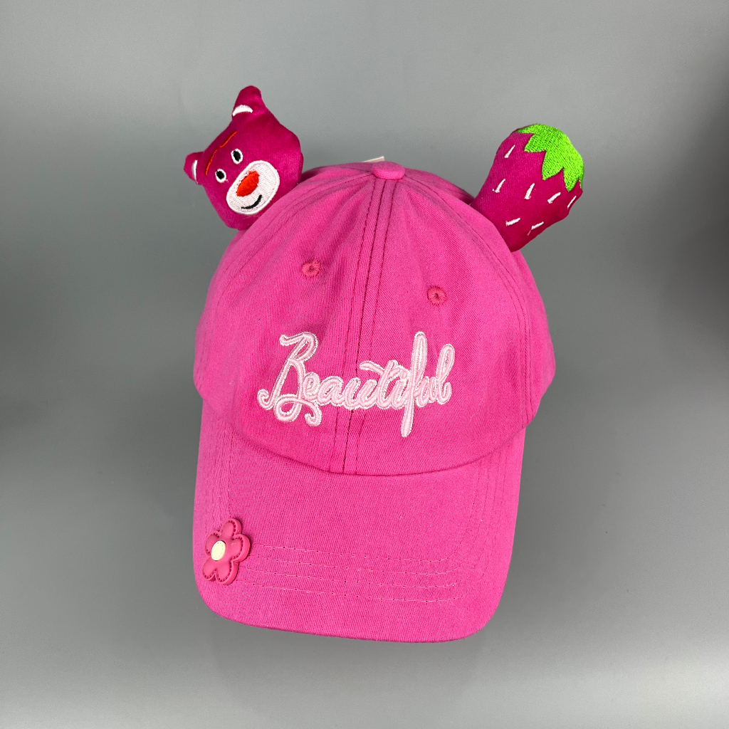 MŨ TAI BÈO GẤU DÂU CHO TRẺ EM - NÓN VÀNH GẤU DÂU LOSTO ĐI NẮNG CHO BÉ GÁI M189