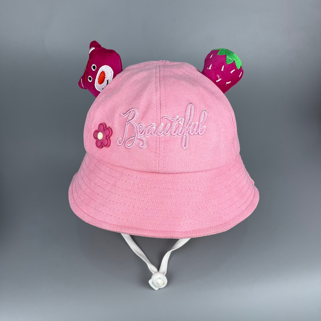 MŨ TAI BÈO GẤU DÂU CHO TRẺ EM - NÓN VÀNH GẤU DÂU LOSTO ĐI NẮNG CHO BÉ GÁI M189