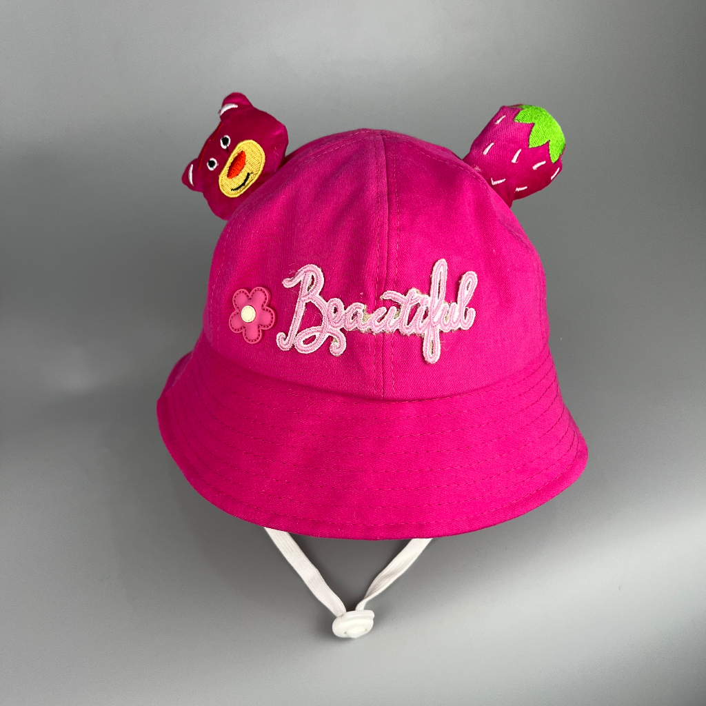 MŨ TAI BÈO GẤU DÂU CHO TRẺ EM - NÓN VÀNH GẤU DÂU LOSTO ĐI NẮNG CHO BÉ GÁI M189