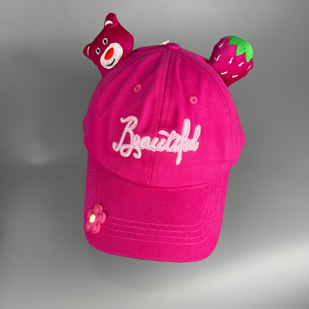 MŨ TAI BÈO GẤU DÂU CHO TRẺ EM - NÓN VÀNH GẤU DÂU LOSTO ĐI NẮNG CHO BÉ GÁI M189