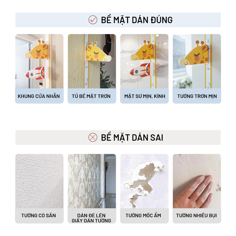 Decal Dán Tường Thước Đo Chiều Cao Họa Tiết Đáng Yêu Cho Bé