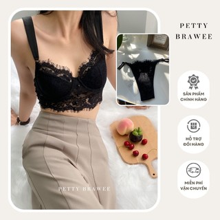Beck Corset - Set Đồ Lót Petty Brawee Ren Mi Đen Dây Lụa