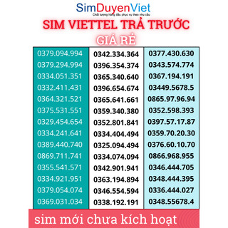 Sim Viettel số đẹp - số dễ nhớ - nghe gọi 4G giá rẻ (KT3)