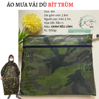 Áo mưa bít lính rằn ri vải dù cao cấp siêu bền | 1m4 | 8910kt