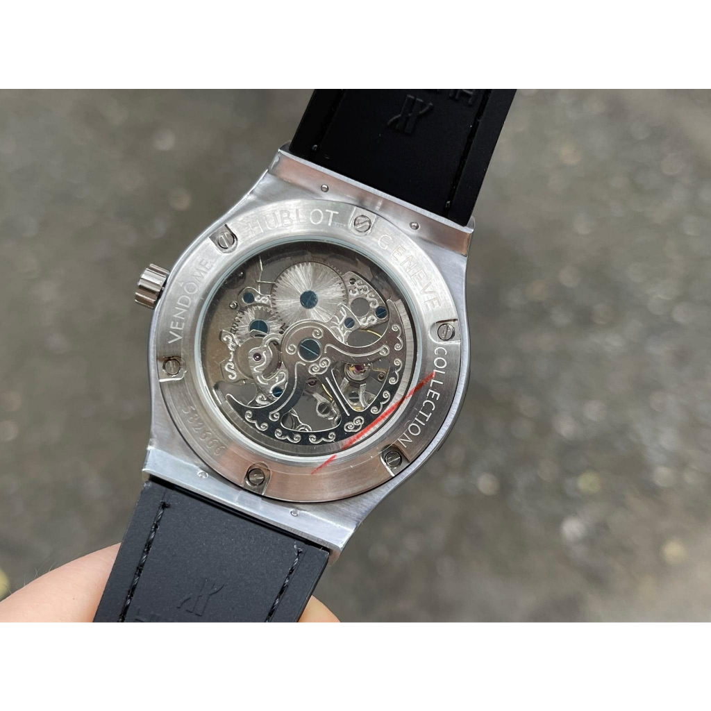 Đồng Hồ Nam HuBIot Sapphire HA89 Mặt Lộ cơ Viền đá 2 hàng Máy cơ Automatic Nhật