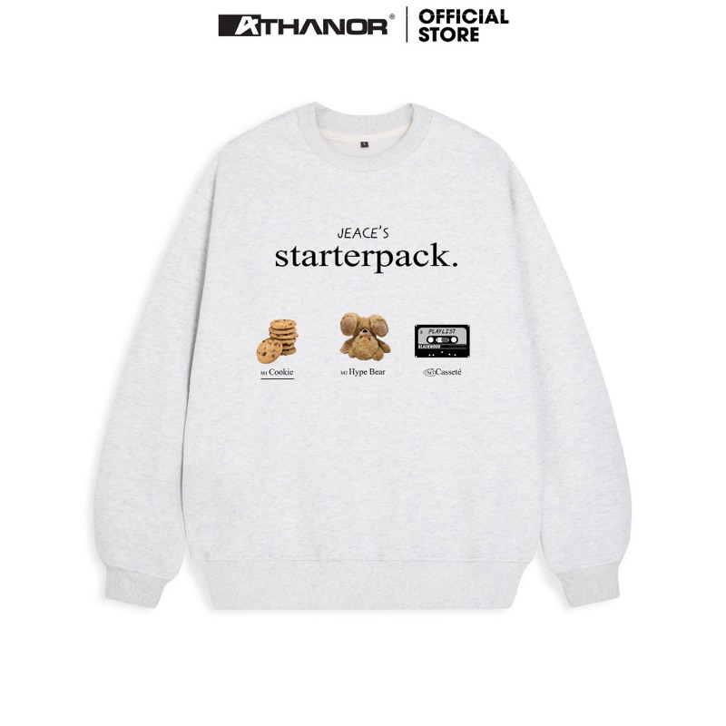 ÁO SWEATER NỈ BÔNG NỮ ÁO DÀI TAY MÀU XÁM TIÊU “STARTERPACK” FORM RỘNG BO CHUN TRẺ TRUNG BASIC