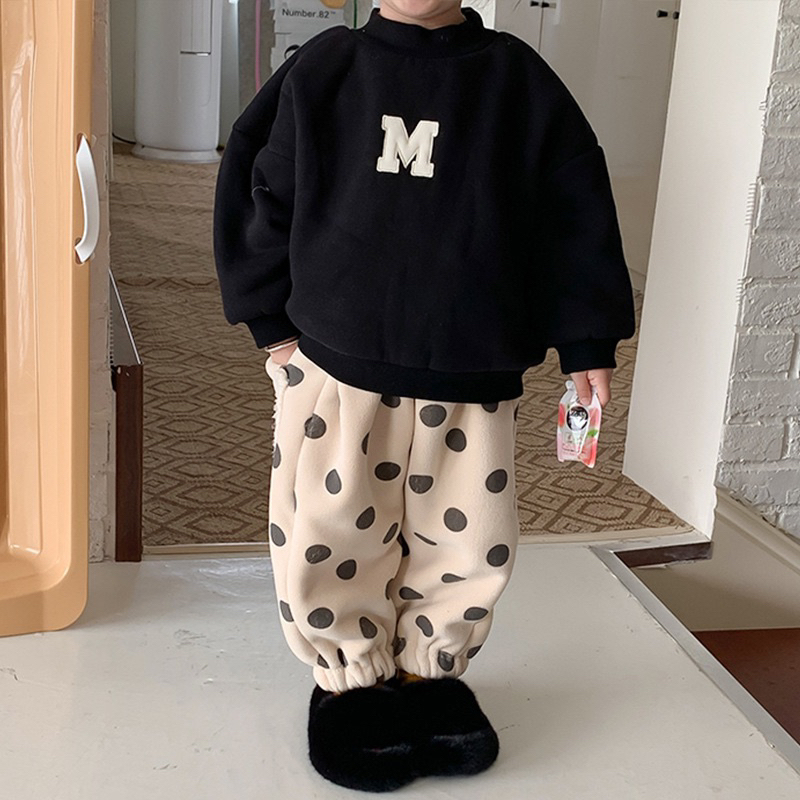 Áo Nỉ Bông dài tay thu đông in hình M cho bé trai bé gái