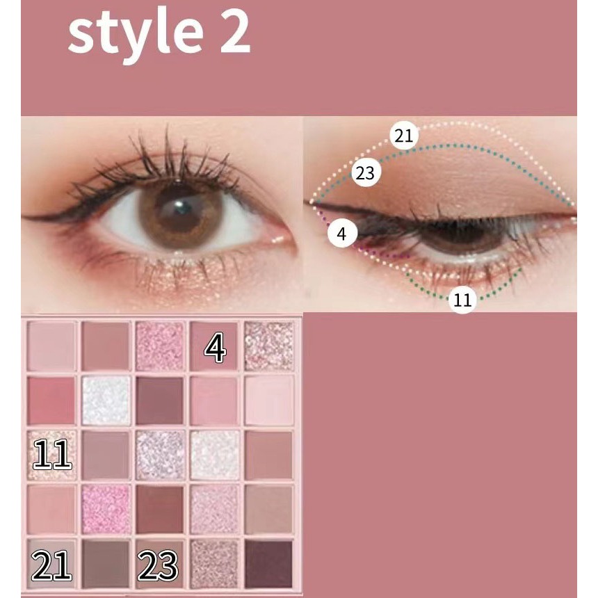Bảng phấn mắt nội địa Trung 25 ô mịn lì K'APEINE, Phấn mắt nhũ lì 25 ô tông màu trendy mềm và mịn dễ tan lâu trôi