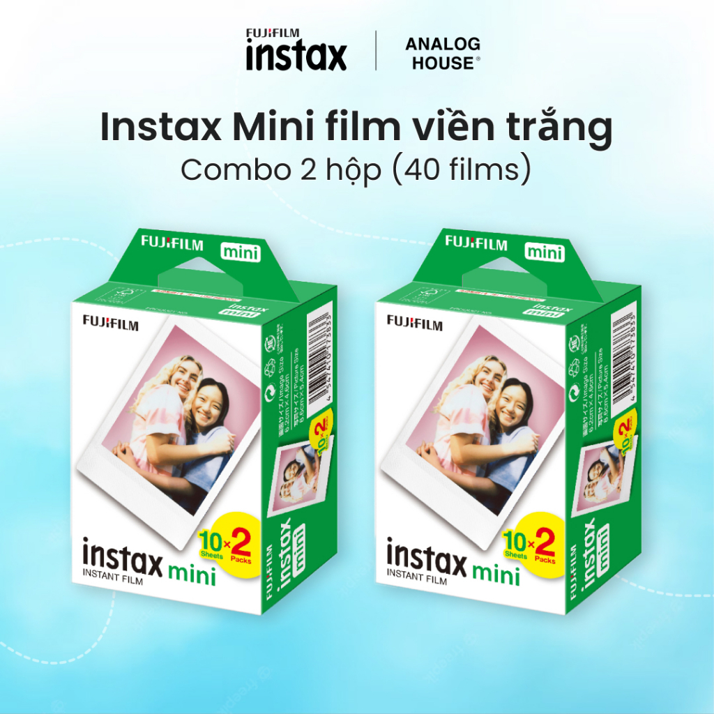 Combo 40 film Instax Mini - Viền trắng - Giấy in cho máy ảnh lấy liền Instax Mini Fujifilm - Chính hãng date xa