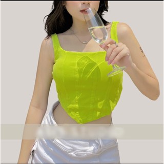 Áo thun 2 dây croptop cắt eo chất đẹp kèm hình thật
