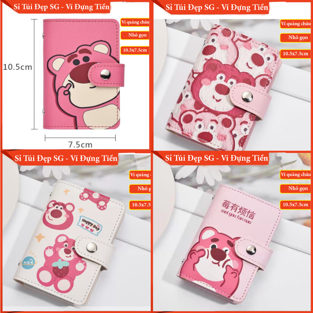 Ví mini nữ ngắn gấu dâu xinh cute cầm tay nhiều ngăn giá rẻ siêu hot -  Sỉ túi đẹp SG