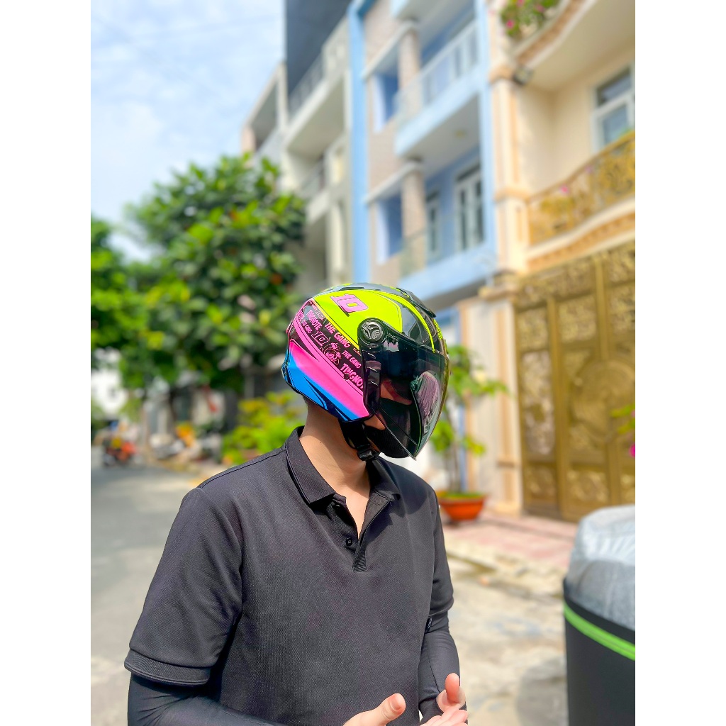 Nón bảo hiểm 3/4 2 kính Royal XH02 M668 Tem The Gang chính hãng