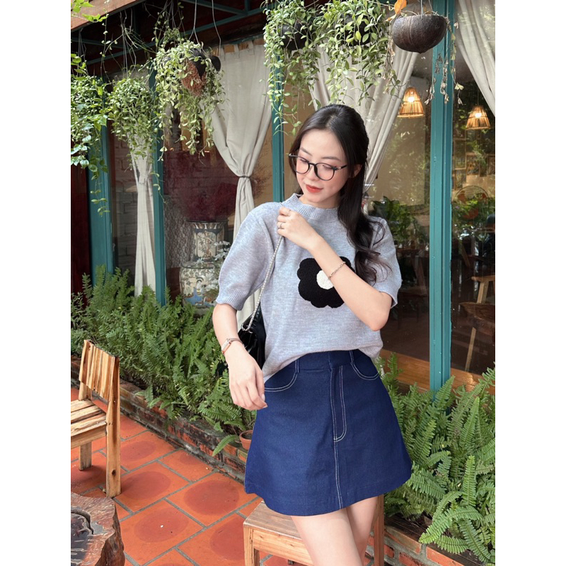 Áo Len - 106 - 1 Bông Hoa To - Tay Ngắn