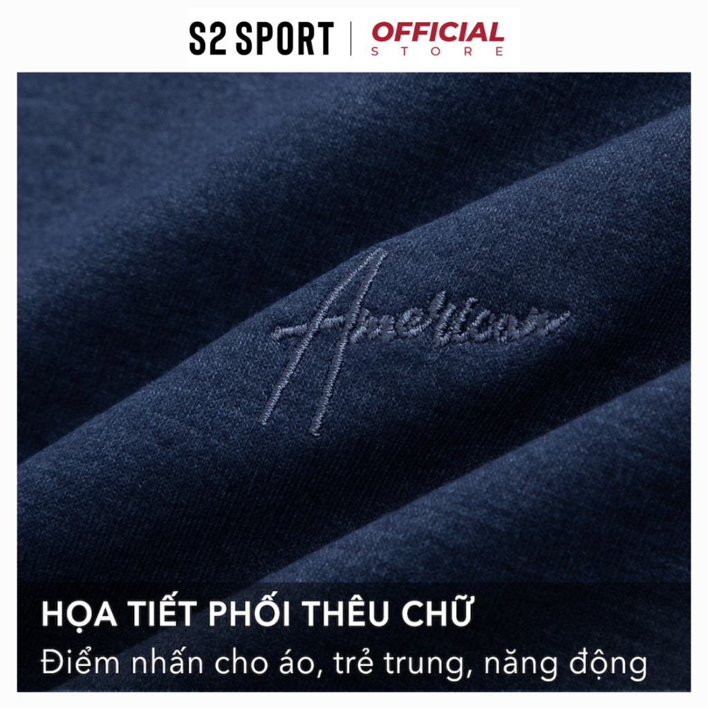 Áo nỉ nam thu đông dài tay S2 SPORT SANF019 chất cotton USA dày dặn thiết kế basic thêu hoạt tiết thêu nổi sang trọng