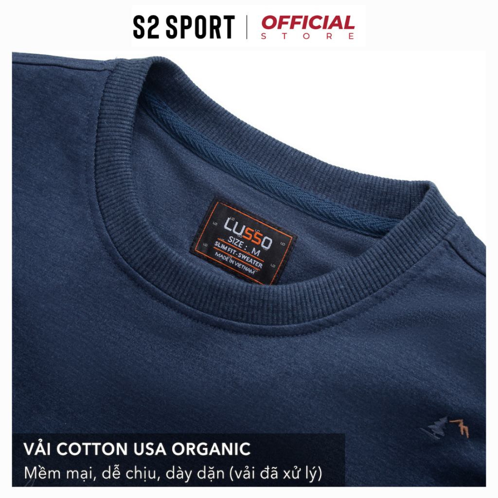 Áo nỉ nam thu đông dài tay S2 SPORT SANF019 chất cotton USA dày dặn thiết kế basic thêu hoạt tiết thêu nổi sang trọng