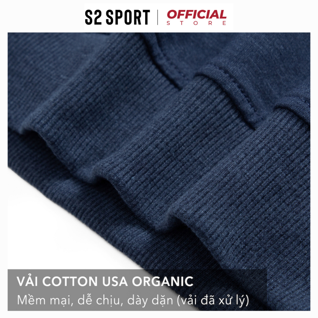 Áo nỉ nam thu đông dài tay S2 SPORT SANF019 chất cotton USA dày dặn thiết kế basic thêu hoạt tiết thêu nổi sang trọng