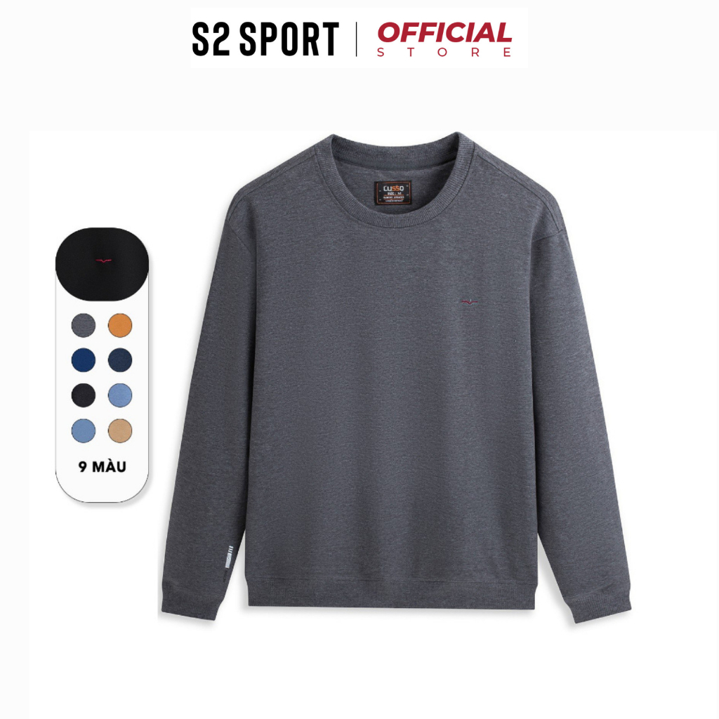 Áo nỉ sweater nam trơn S2 SPORT SANF013 thu đông vải cotton USA co giãn 04 chiều dày dặn cổ tròn tay bo chun chắc chắn