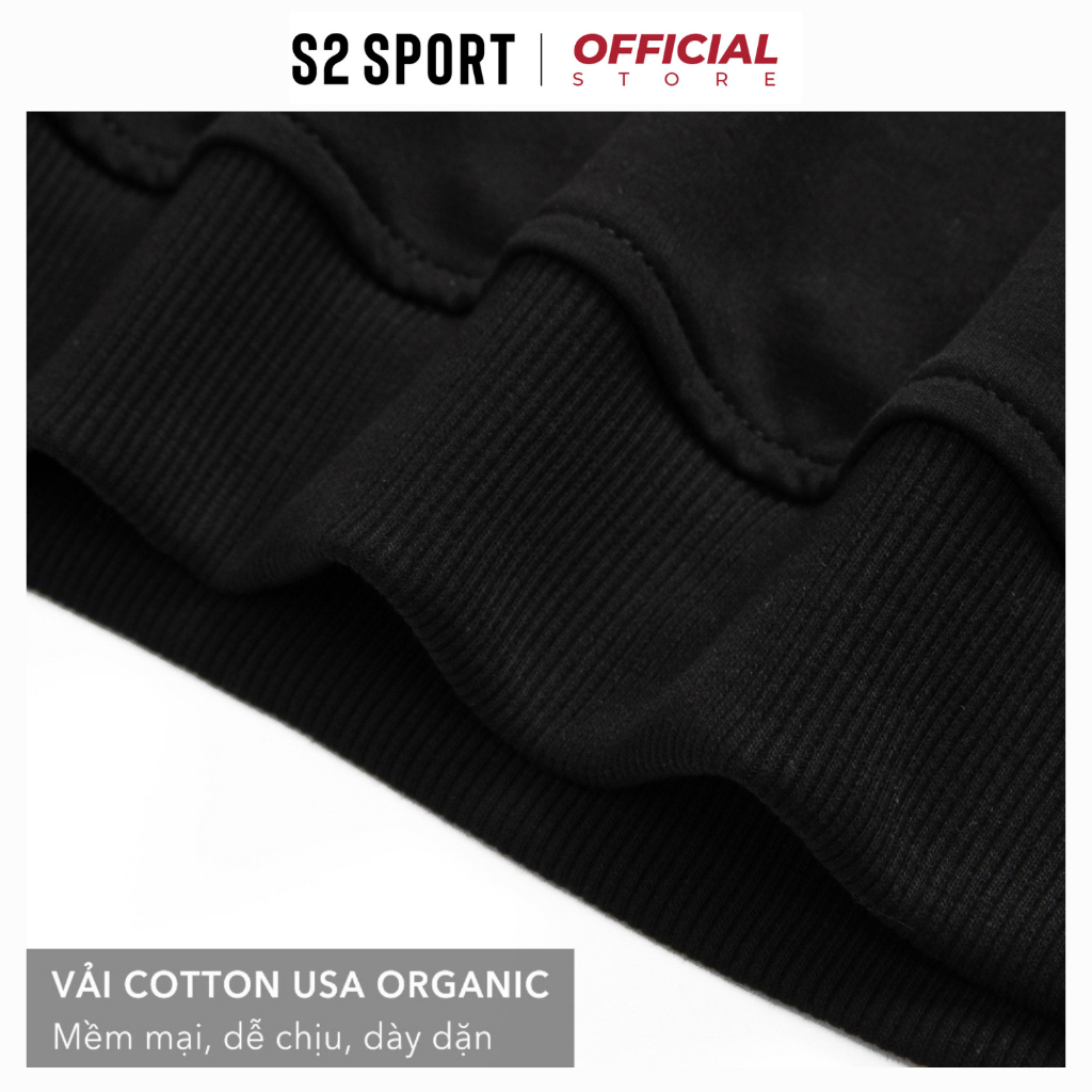 Áo nỉ sweater nam trơn S2 SPORT SANF013 thu đông vải cotton USA co giãn 04 chiều dày dặn cổ tròn tay bo chun chắc chắn