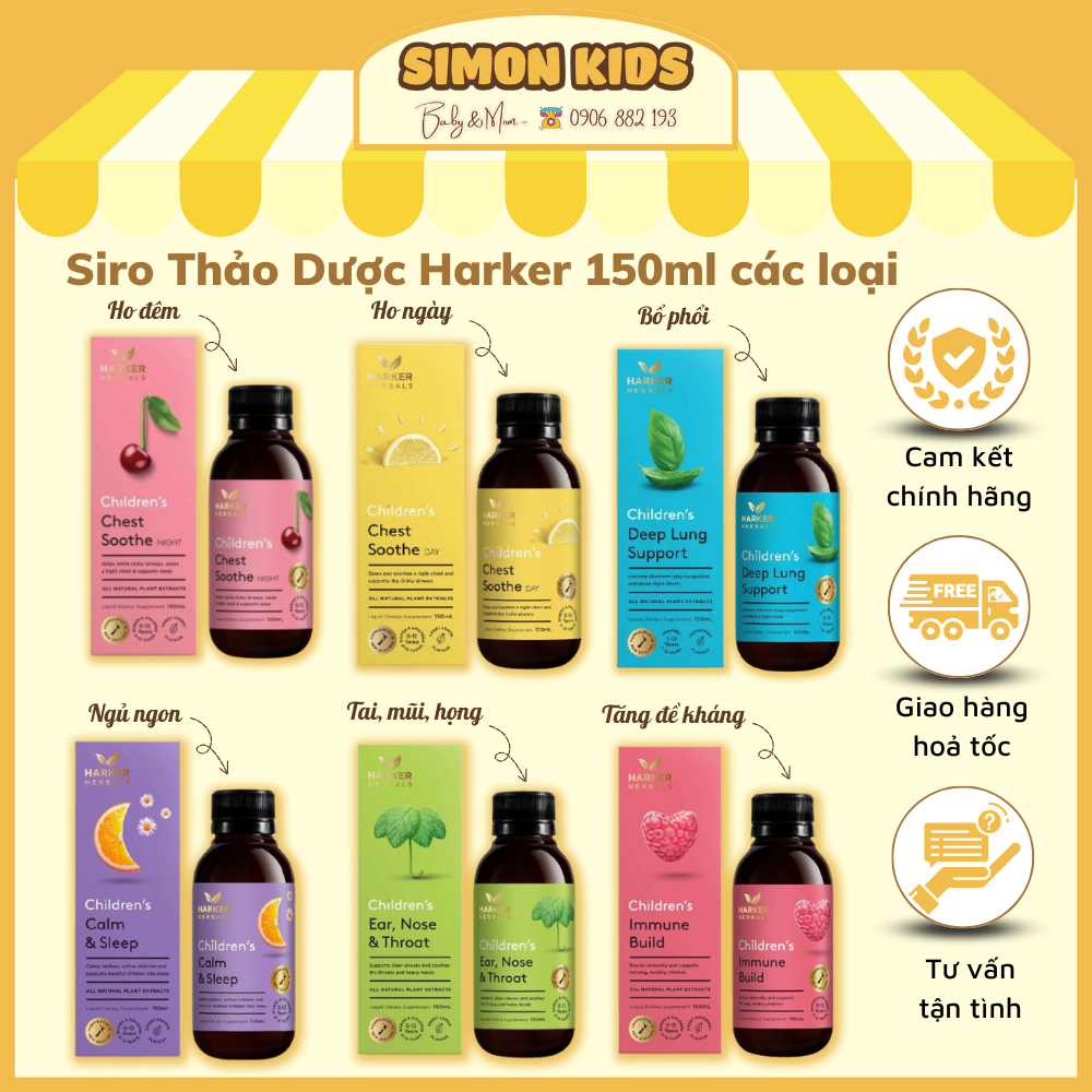 Siro Thảo Dược Harker 150ml các loại cho bé