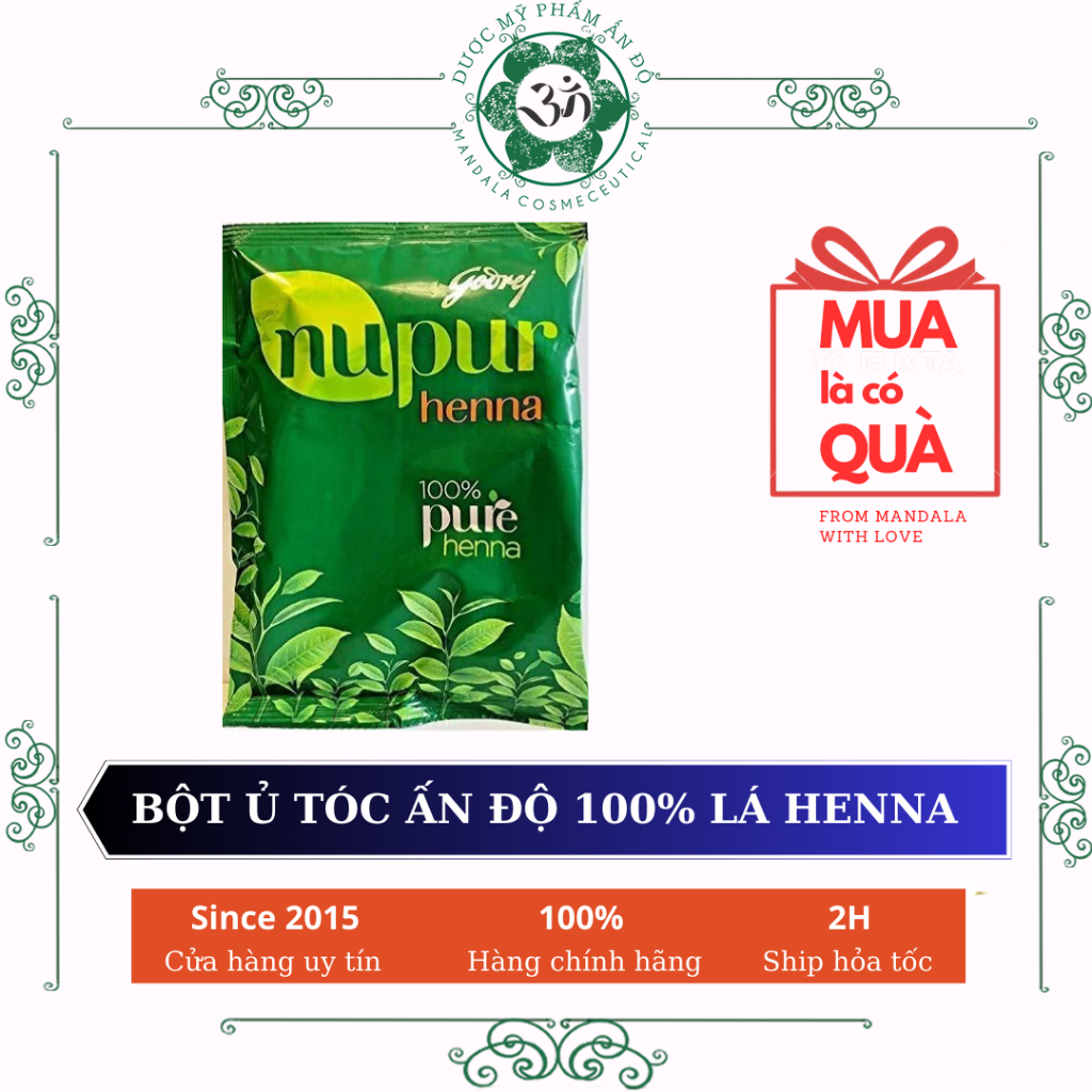 Bột ủ tóc Nupur 100% Henna 150g