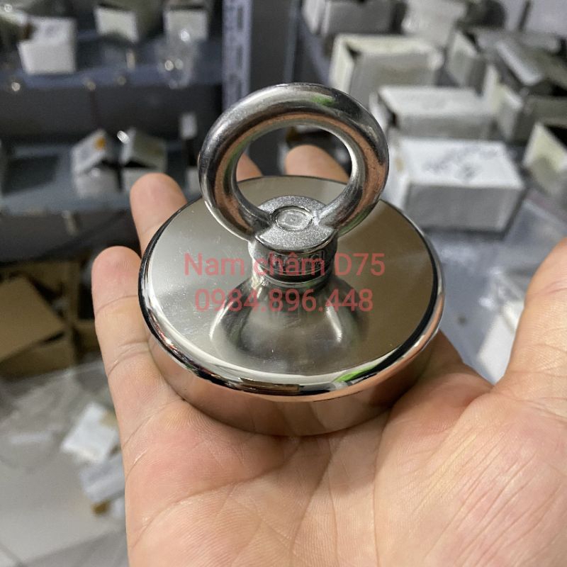 Móc treo nam châm D75, Nam châm cứu hộ D75 hút sắt 100kg